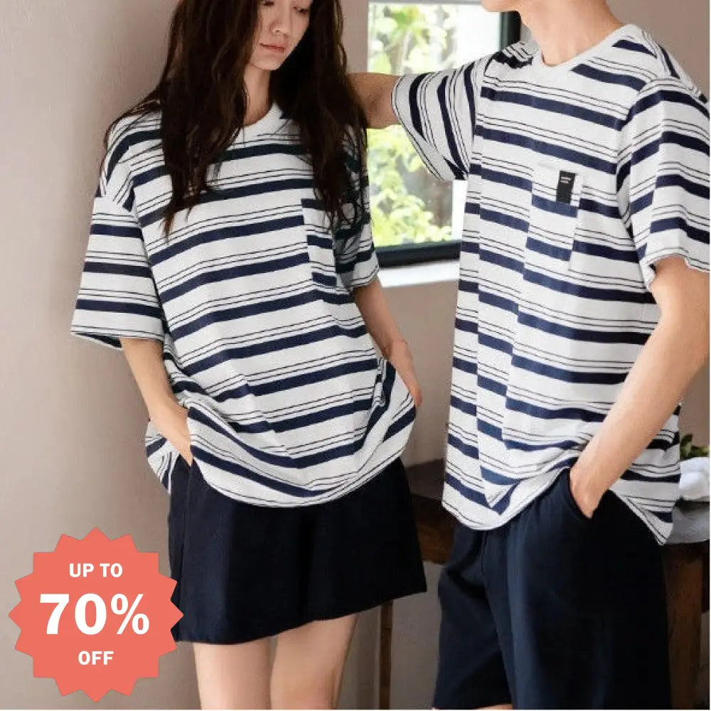 ID1769 綿 パジャマセット 夏用 カップル 男女兼用 ゆったりサイズ 通気性抜群 外出着OK 吸汗速乾 お得セール中