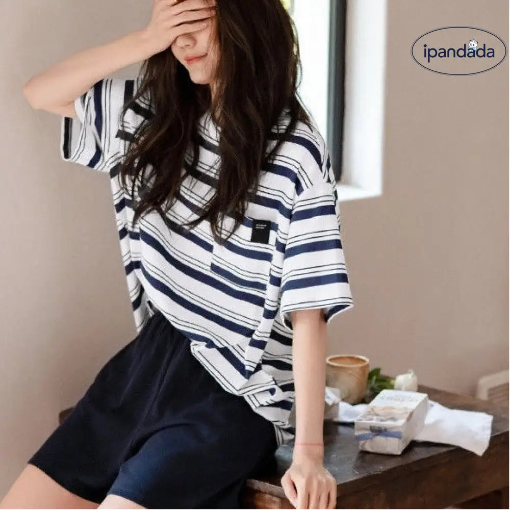 ID1769 綿 パジャマセット 夏用 カップル 男女兼用 ゆったりサイズ 通気性抜群 外出着OK 吸汗速乾 お得セール中