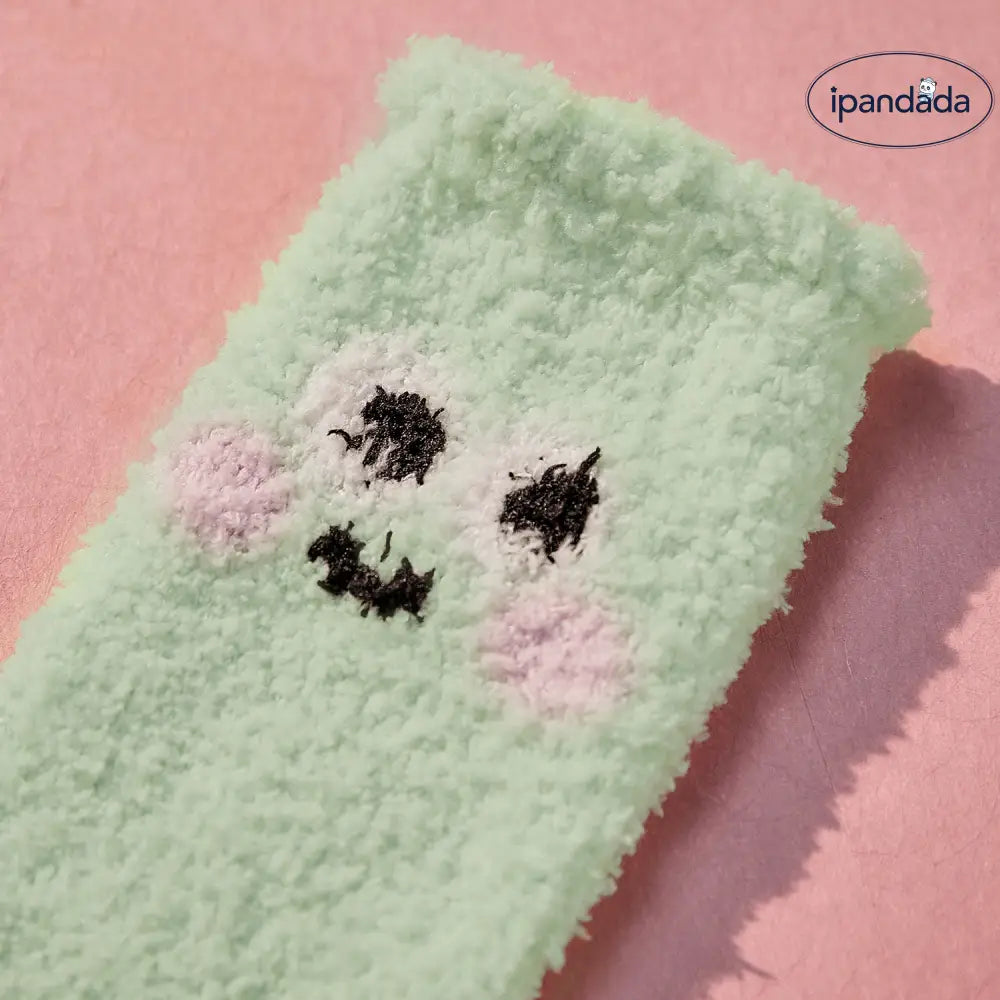 ミドルソックス レディース 冬用 フリース 保温 新作 可愛い レディース ソックス セット 暖かい あったか クリスマスプレゼント ID3159 ホワイト+ピンク＋グリーン / フリー インテリア雑貨＞ファッション雑貨