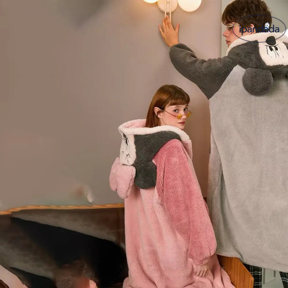ミッキー カップル ルームウェア 冬用 着る毛布 もこもこ ロングガウン 男女兼用 あったか フード付き ペアパジャマ 可愛い 部屋着 ふわふわ 彼氏 彼女 クリスマスプレゼント 人気 カップル クリスマス ギフト ID3344