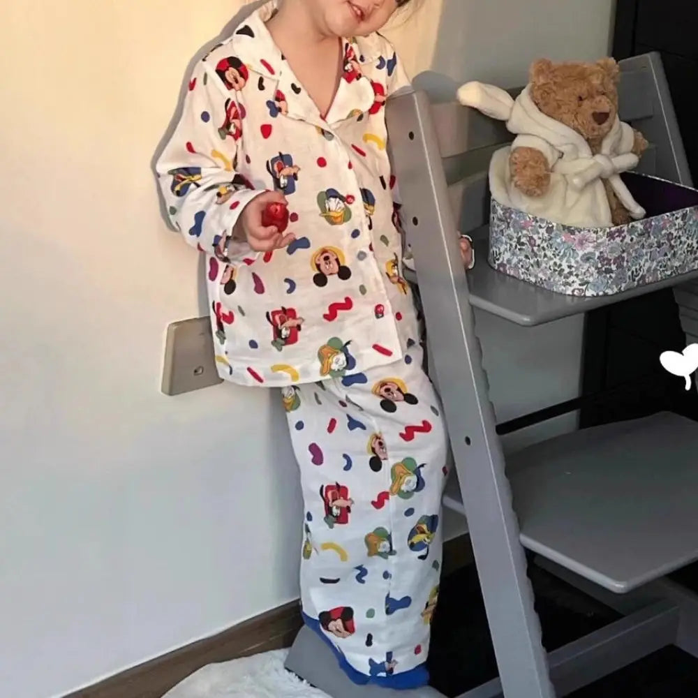 ミッキー 子供 ルームウェア セット 春秋 長袖 部屋着 寝間着 ベビー キッズ 肌着 男の子 女の子 かわいい 2点セット 肌に優しい ID4111 ベビー＆キッズ