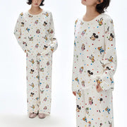 モダール コットン カートゥーン 可愛い プルオーバー 長袖 大人 かわいい おしゃれ パジャマ ルームウェア 二点セット 女性 春秋 ID4360 レディース＞セットアップ