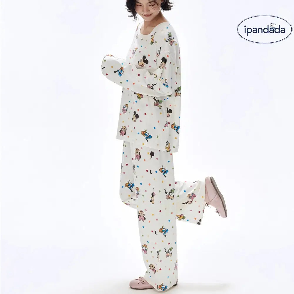 モダール コットン カートゥーン 可愛い プルオーバー 長袖 大人 かわいい おしゃれ パジャマ ルームウェア 二点セット 女性 春秋 ID4360 レディース＞セットアップ
