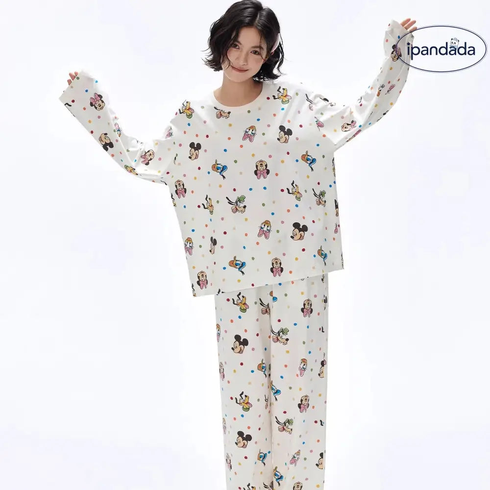 モダール コットン カートゥーン 可愛い プルオーバー 長袖 大人 かわいい おしゃれ パジャマ ルームウェア 二点セット 女性 春秋 ID4360 レディース＞セットアップ