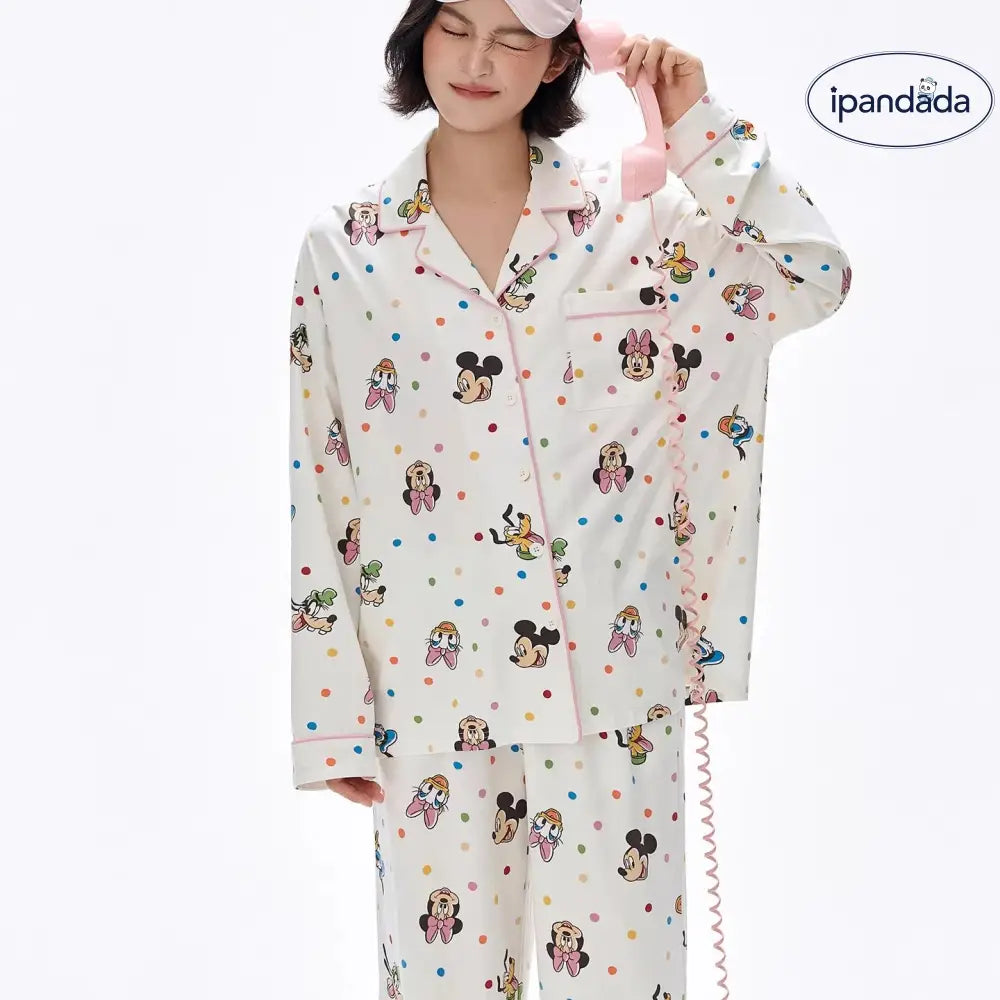 モダール コットン カートゥーン 可愛い プルオーバー 長袖 大人 かわいい おしゃれ パジャマ ルームウェア 二点セット 女性 春秋 ID4360 レディース＞セットアップ