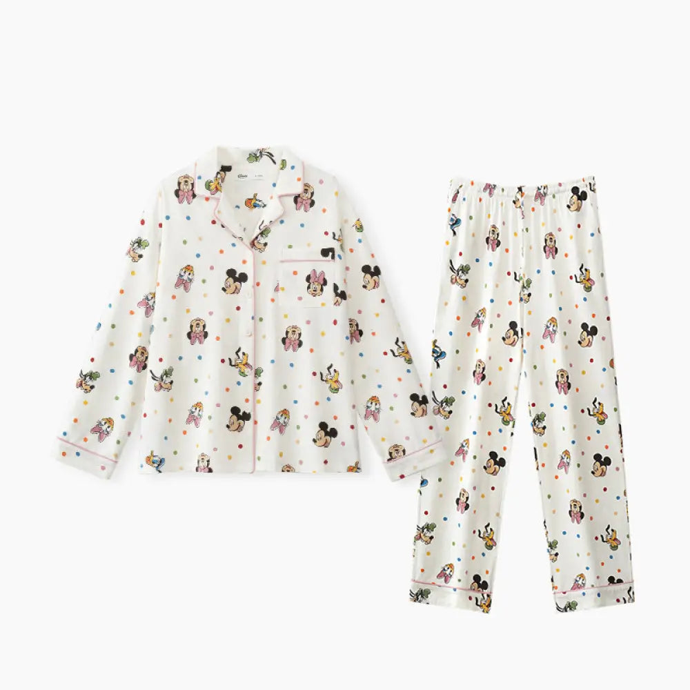 モダール コットン カートゥーン 可愛い プルオーバー 長袖 大人 かわいい おしゃれ パジャマ ルームウェア 二点セット 女性 春秋 ID4360 タイプ② / M レディース＞セットアップ