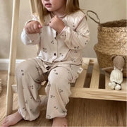 モダール 綿 ベビー 肌着 セット 秋冬 韓国風 女の子 赤ちゃん ルームウェア かわいい 長袖 2点セット 肌ざわり最高 ID4027