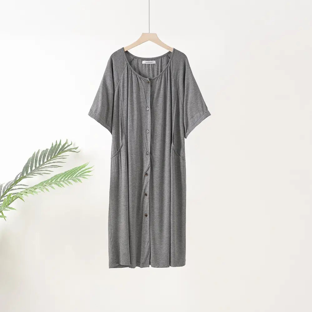ID1406 マタニティ サマーパジャマ  産後ケア 前開き授乳口 モダール＆コットン ワンピース ルームウェア