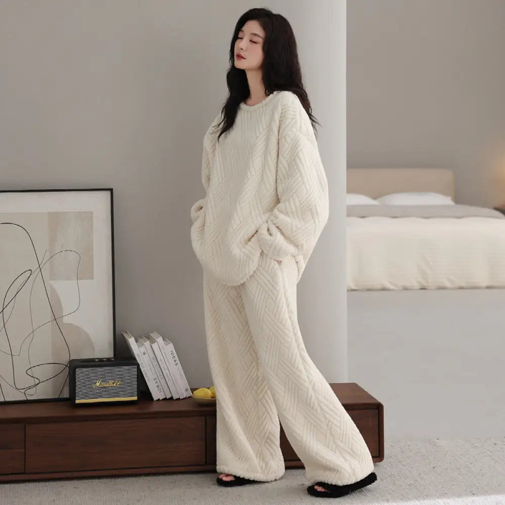 もこもこ フリース パジャマ 上下セット 冬用 あったか ルームウェア レディース メンズ ふわふわ 韓国風 シンプル 部屋着 リラックスウェア 保温 家族ギフト クリスマスプレゼント レディース ギフト ホリデー限定 ID3350