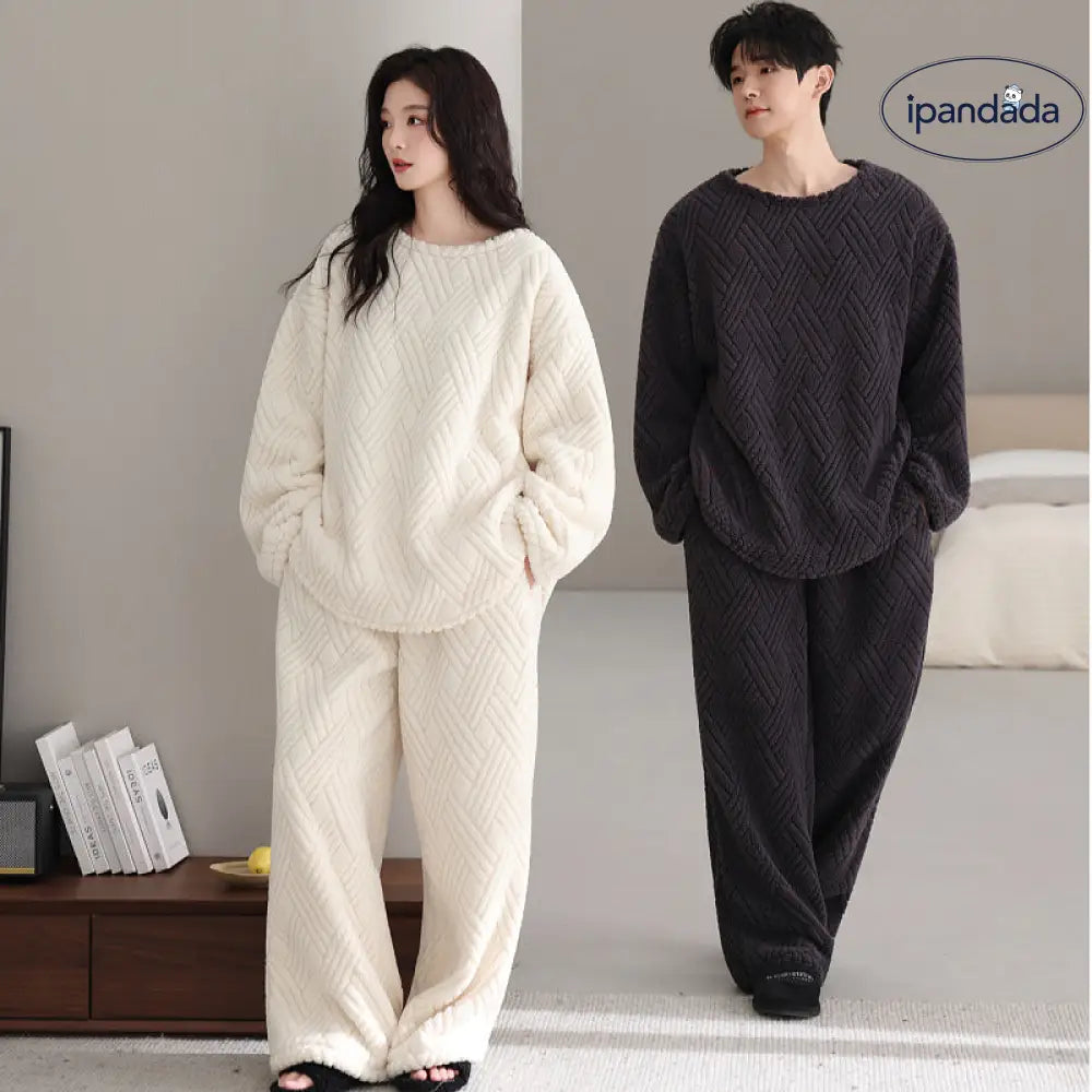 もこもこ フリース パジャマ 上下セット 冬用 あったか ルームウェア レディース メンズ ふわふわ 韓国風 シンプル 部屋着 リラックスウェア 保温 家族ギフト クリスマスプレゼント レディース ギフト ホリデー限定 ID3350