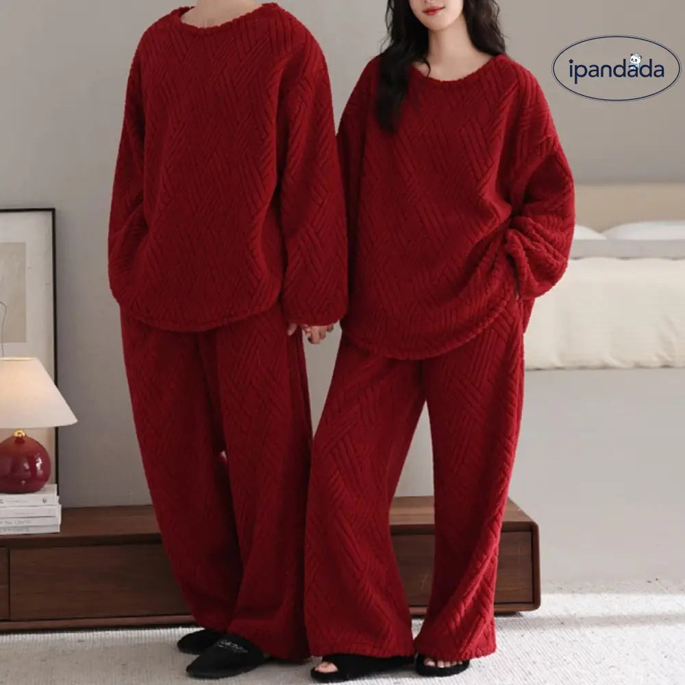 もこもこ フリース パジャマ 上下セット 冬用 あったか ルームウェア レディース メンズ ふわふわ 韓国風 シンプル 部屋着 リラックスウェア 保温 家族ギフト クリスマスプレゼント レディース ギフト ホリデー限定 ID3350
