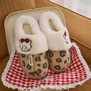 もこもこ スリッパ レディース 冬用 履きやすい フリース 保温 ヒョウ柄 可愛い 居家用 コットン モカシン 暖かい あったか ID3160 インテリア雑貨＞ファッション雑貨