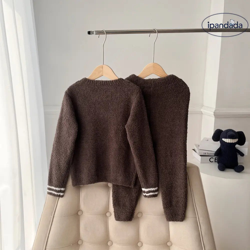 子供 男の子 冬用 ふわふわ シュナウザー ルームウェア パジャマ セット ID2983