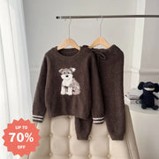 子供 男の子 冬用 ふわふわ シュナウザー ルームウェア パジャマ セット ID2983