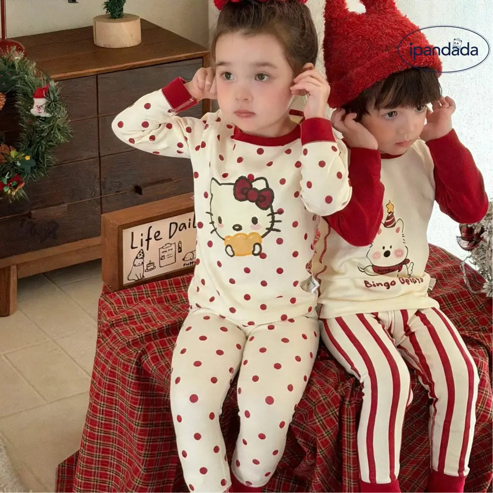 男女子供用 フリース 秋服 長袖 シャツ パンツ セット クリスマス バージョン ID3085