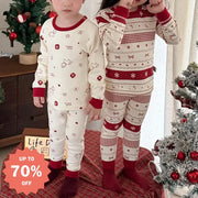 男女子供用 フリース 秋服 長袖 シャツ パンツ セット クリスマス バージョン ID3085