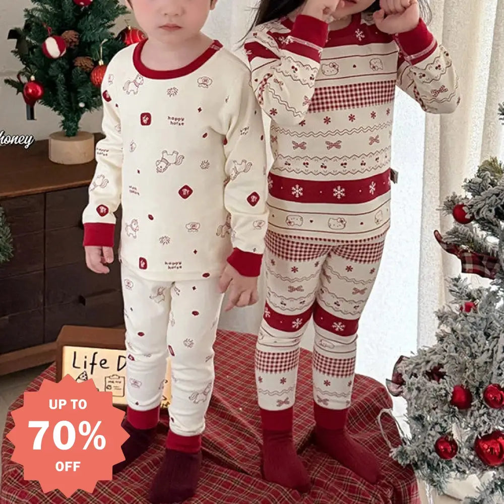 男女子供用 フリース 秋服 長袖 シャツ パンツ セット クリスマス バージョン ID3085