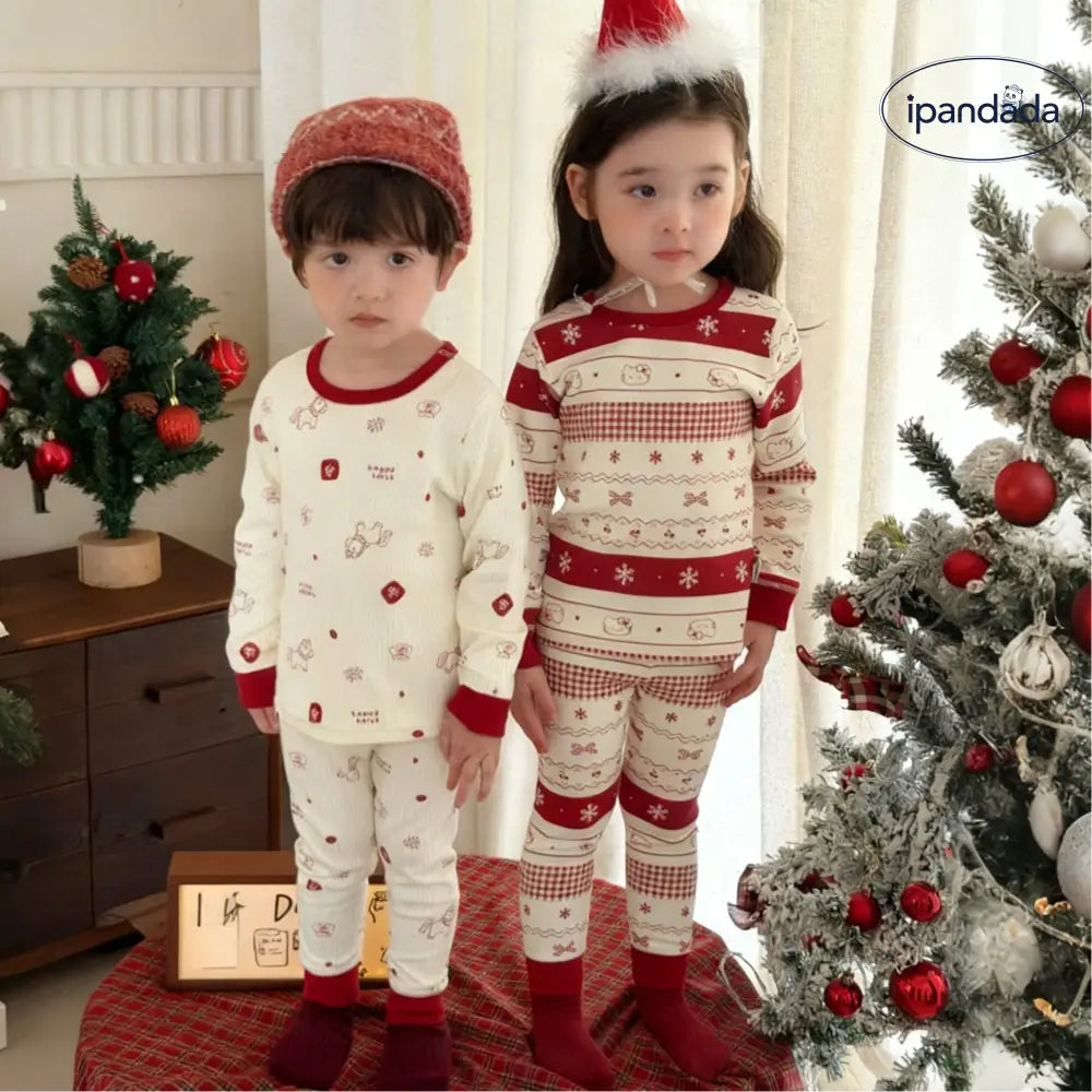 男女子供用 フリース 秋服 長袖 シャツ パンツ セット クリスマス バージョン ID3085