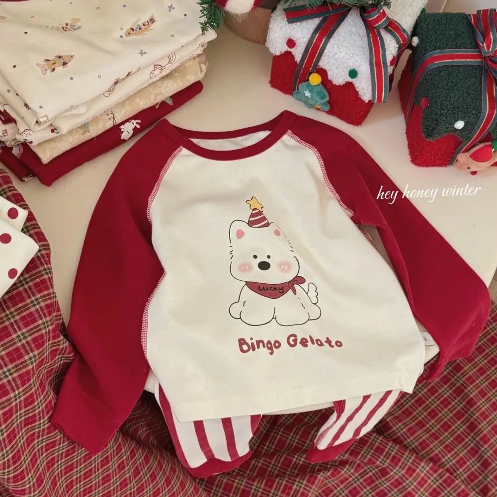 男女子供用 フリース 秋服 長袖 シャツ パンツ セット クリスマス バージョン ID3085 タイプ② / 90cm