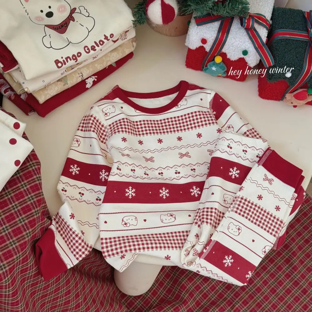 男女子供用 フリース 秋服 長袖 シャツ パンツ セット クリスマス バージョン ID3085 タイプ① / 90cm