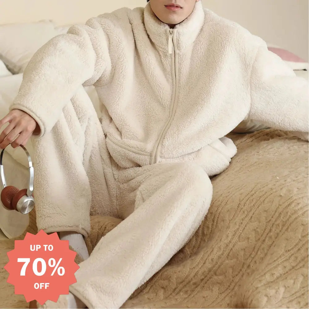 男性用 パジャマ 冬季 新作 暖かいフリース 起毛加厚 保温 リラックススタイル ホームウェアセット ID3095 メンズ＞セットアップ