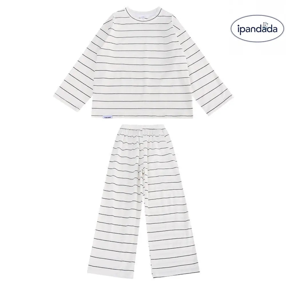 男の子 ストライプ ホームウェア セットアップ 春秋 韓国風 カジュアル ゆったり 長袖 プルオーバー パジャマ パンツ 快適 柔らかい おしゃれ ルームウェア ID4011 ベビー＆キッズ