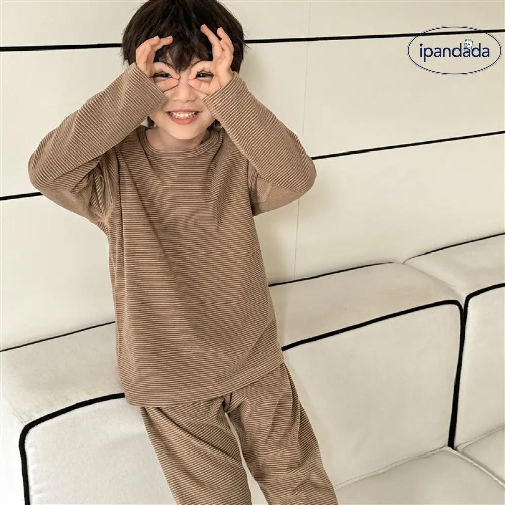 男の子 ストライプ パジャマ セット 子供用 シャツ パンツ 2点セット ID4352