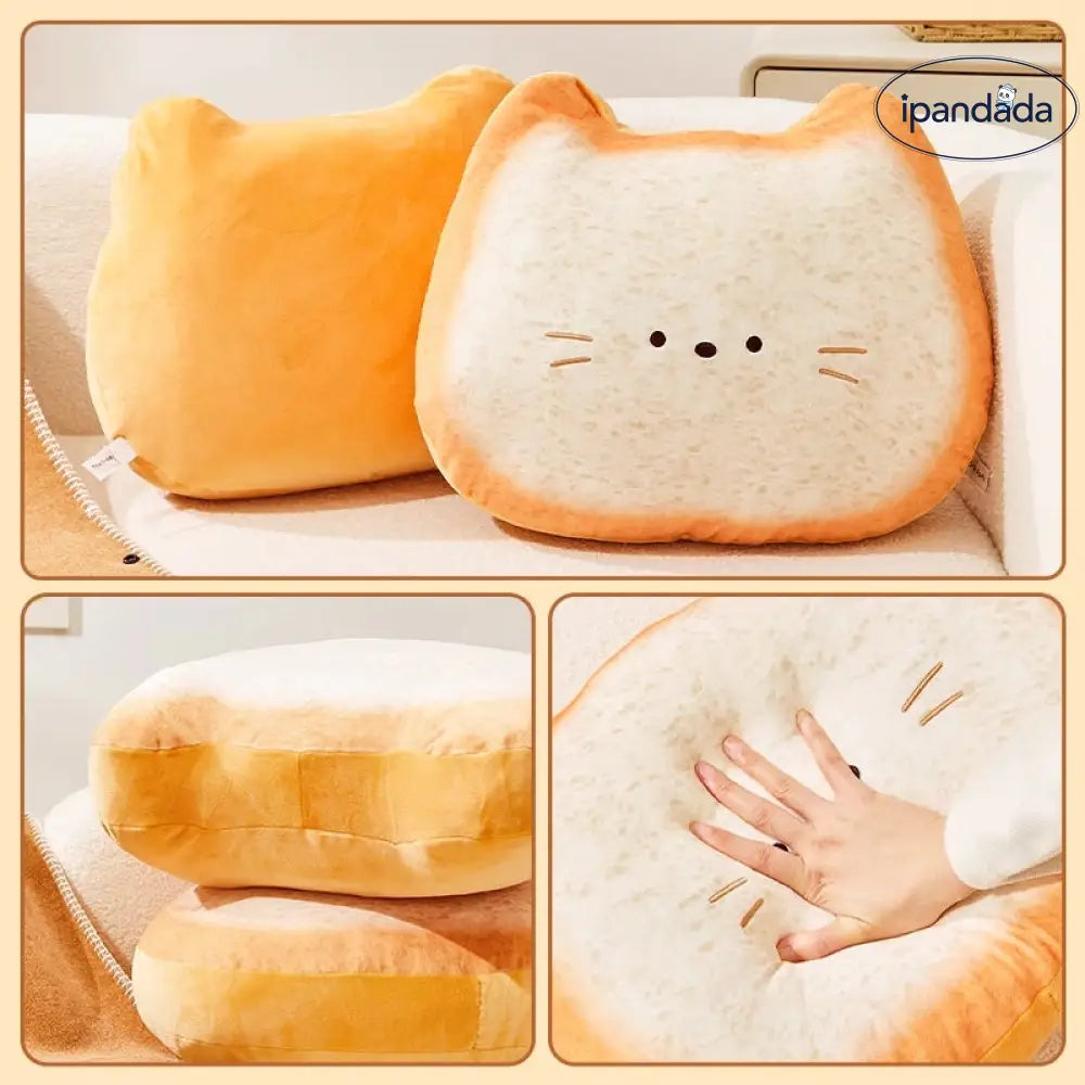 ID1427 ねこトースト もっちり抱き枕 ソファクッション 卒業サプライズ お昼寝相棒 リビング映え ふわふわ肌触り プレゼント 思い出に残るギフト