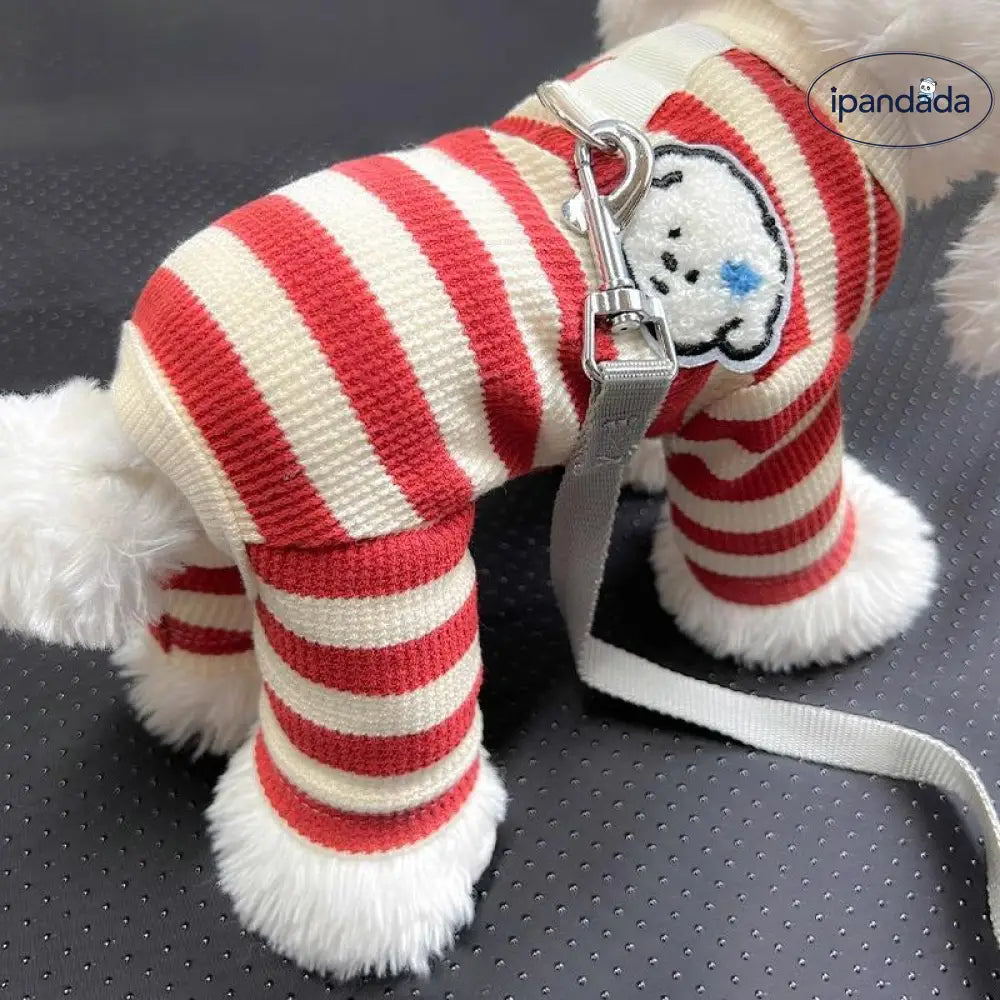 ニット ペットウェア 秋冬用 犬用 保温 ストライプ 四脚服 毛が抜けにくい テディベア ビションフリーゼ シュナウザー 小型犬用 ID2451