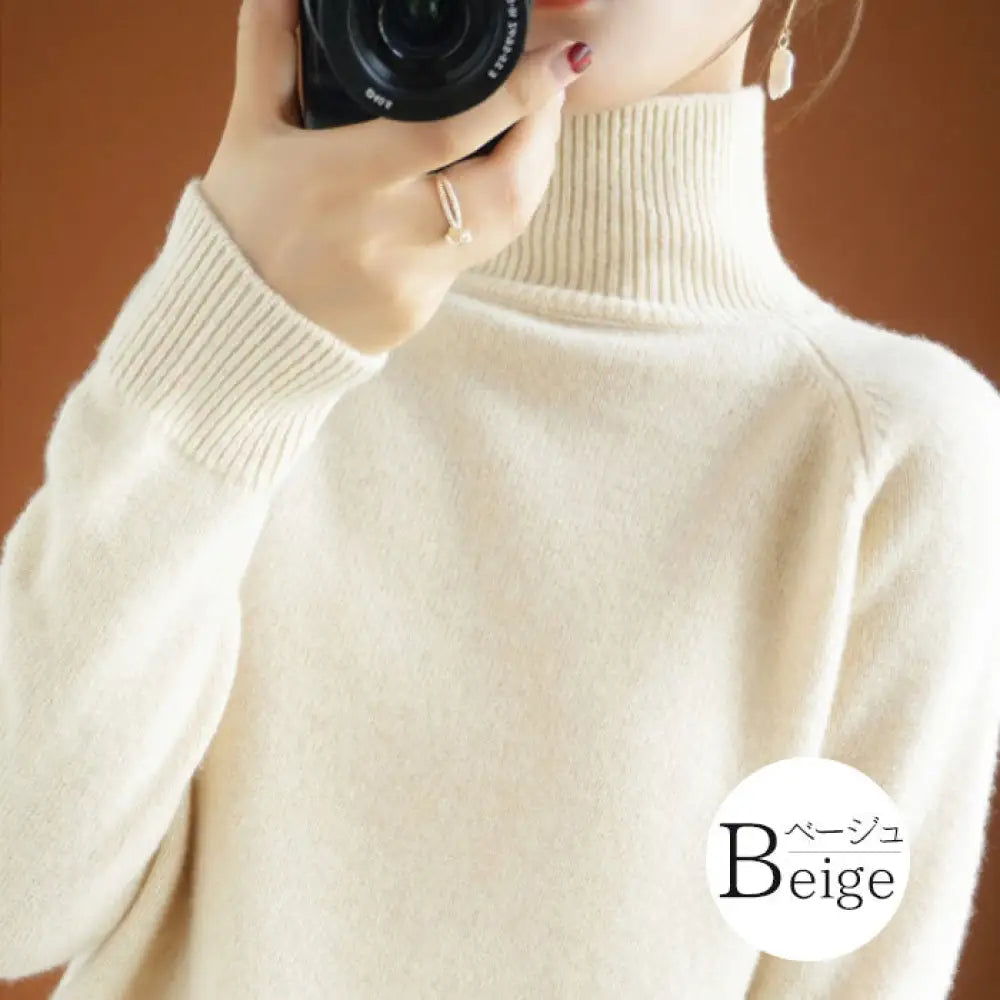 ニットセーター ハイネック セーター 厚手 ニット レディース トップス タートルネック 寒がりさんに プルオーバー チュニック カシミヤタッチ アウター 春 秋 冬 ストレッチ 長袖 ゆったり ショート丈 防寒 無地 通勤 S M L