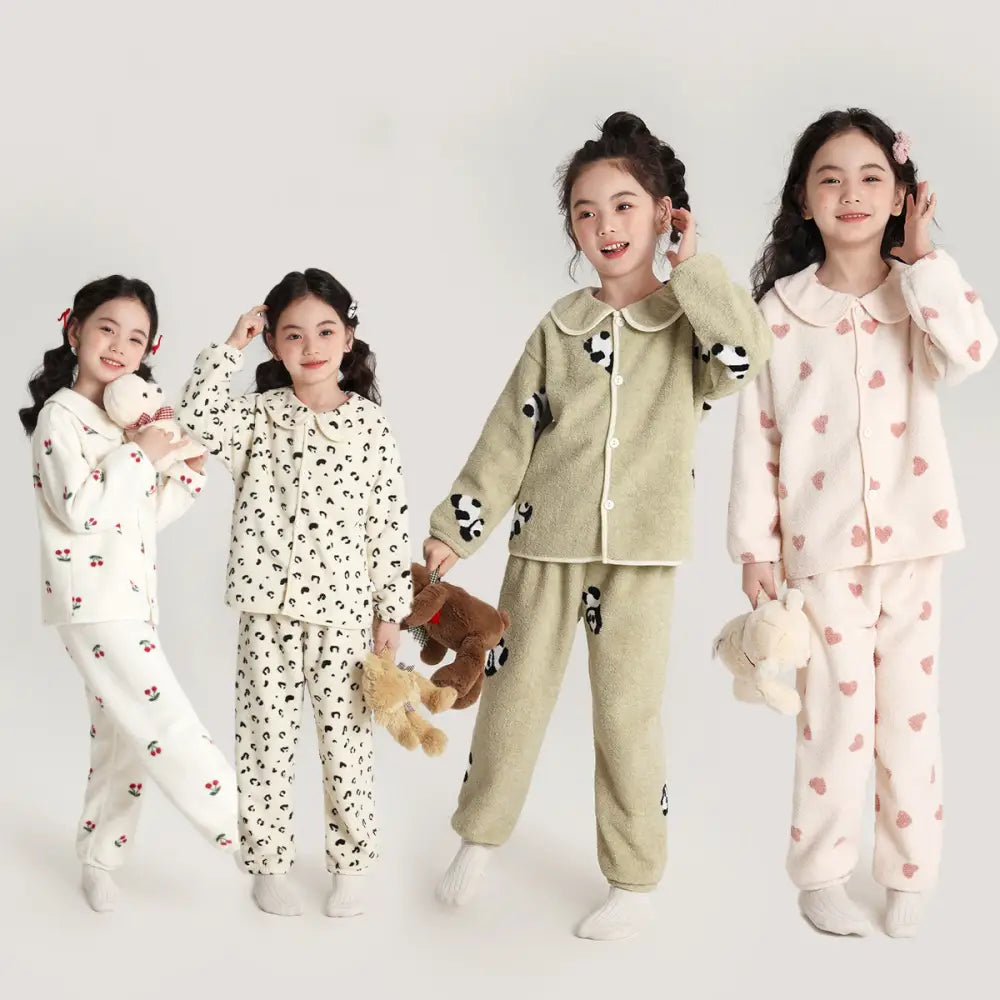 女児 ルームウェア 秋冬 新作 可愛い 肌に優しい 子供用 パジャマ 保温 雪のような フリース ルームウェア ID2581