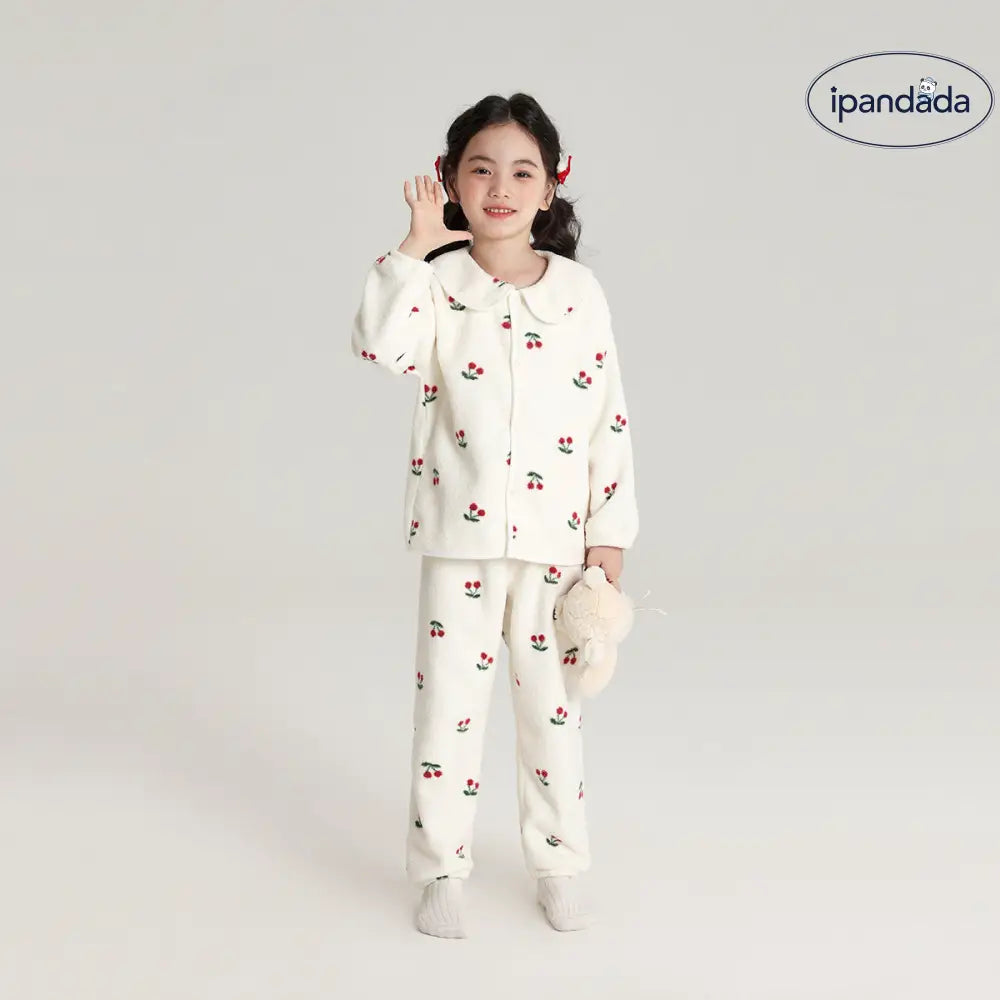女児 ルームウェア 秋冬 新作 可愛い 肌に優しい 子供用 パジャマ 保温 雪のような フリース ルームウェア ID2581