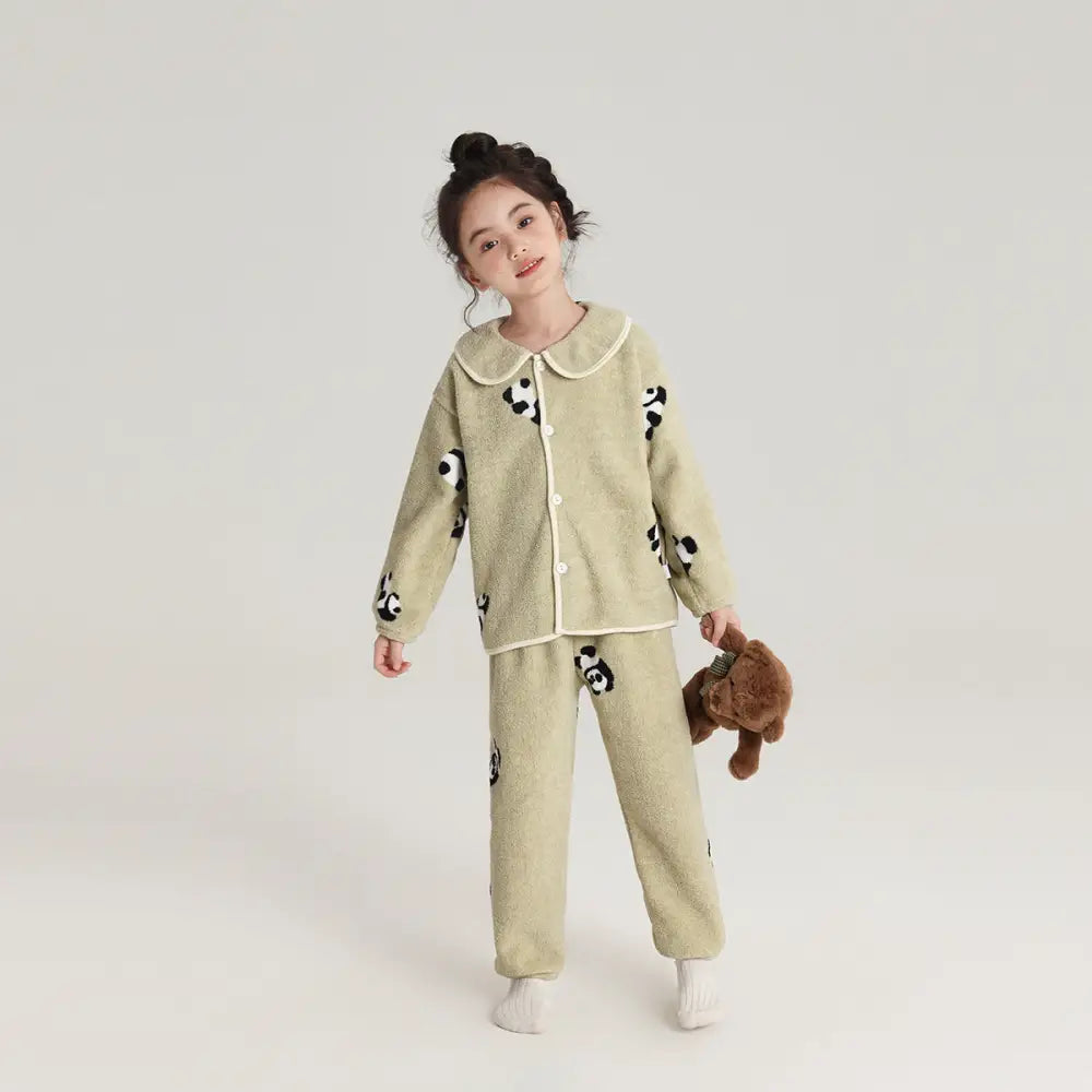 女児 ルームウェア 秋冬 新作 可愛い 肌に優しい 子供用 パジャマ 保温 雪のような フリース ルームウェア ID2581 タイプ① / 100cm