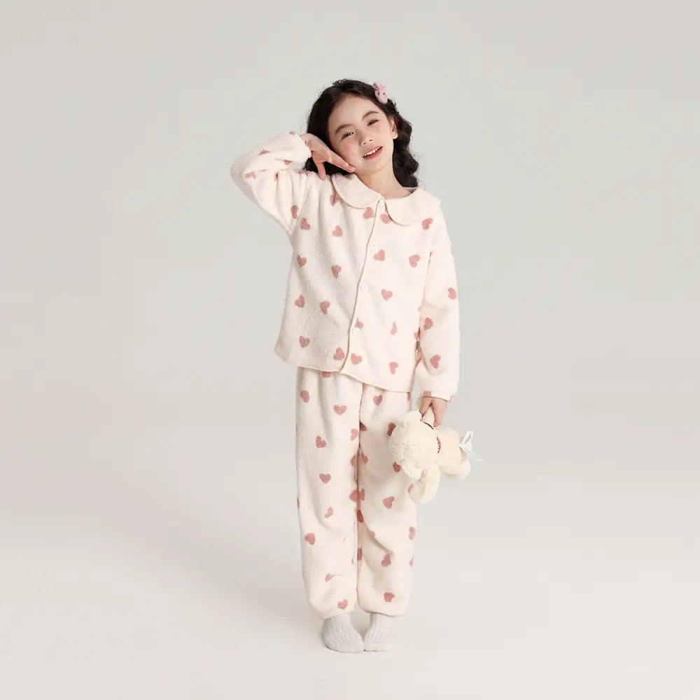 女児 ルームウェア 秋冬 新作 可愛い 肌に優しい 子供用 パジャマ 保温 雪のような フリース ルームウェア ID2581 タイプ④ / 100cm