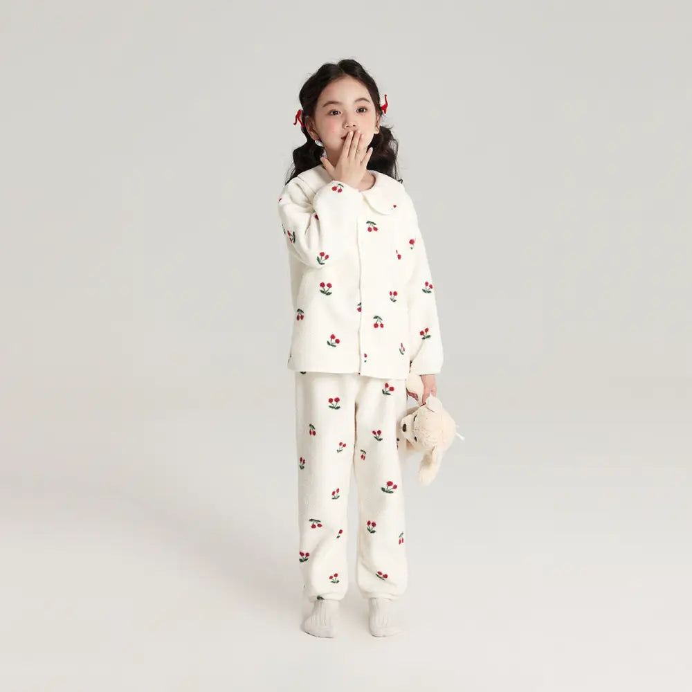 女児 ルームウェア 秋冬 新作 可愛い 肌に優しい 子供用 パジャマ 保温 雪のような フリース ルームウェア ID2581 タイプ③ / 100cm