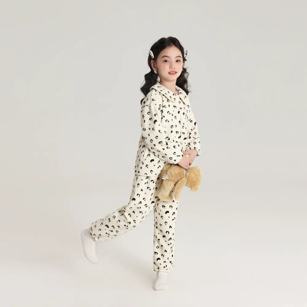 女児 ルームウェア 秋冬 新作 可愛い 肌に優しい 子供用 パジャマ 保温 雪のような フリース ルームウェア ID2581 タイプ② / 100cm