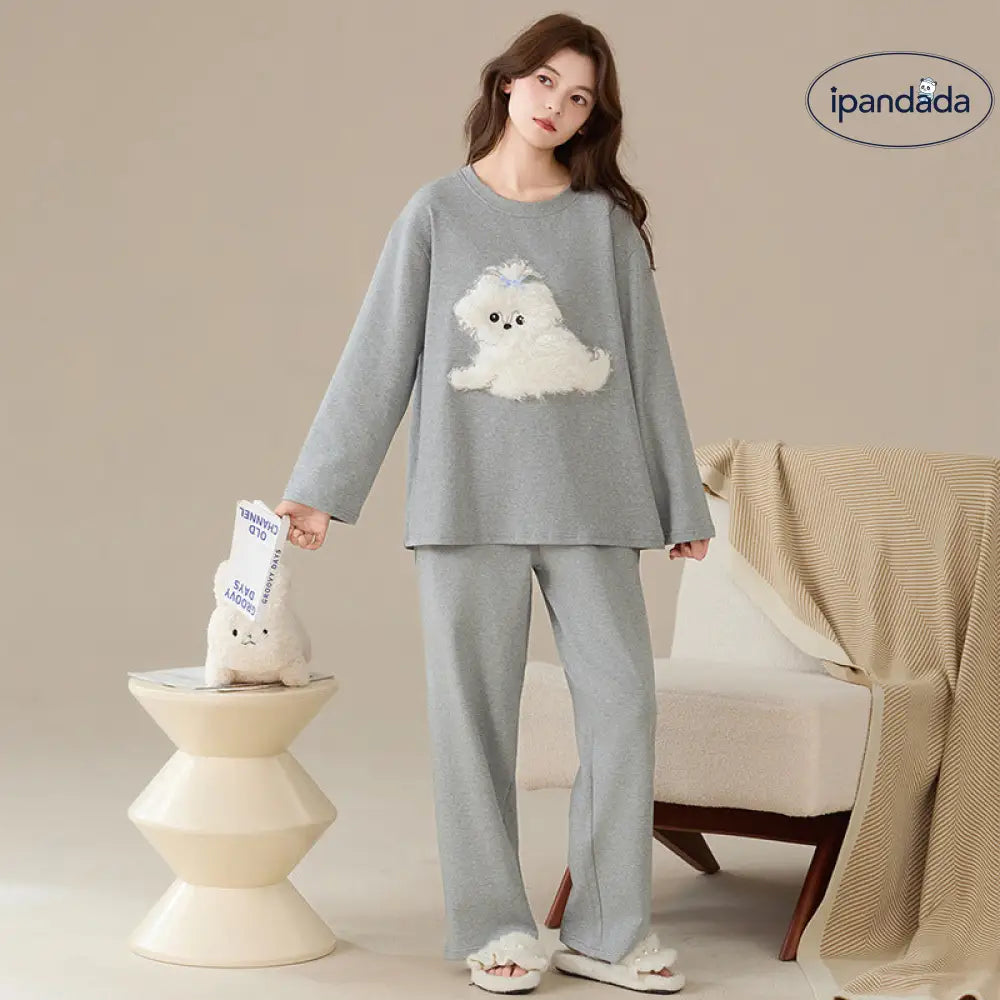 女性用 純綿 長袖パジャマ 春秋モデル 可愛いカートゥーン柄 少女スタイル 柔らかい ホームウェアセット ID3100 レディース＞セットアップ