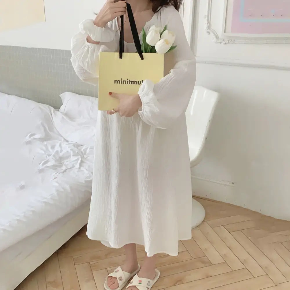 女性用 春秋 シンプル 深Vネック ゆったり 快適 長袖 パジャマ ガーゼ ルームウェア 部屋着 シンプル 秋 長いスカート かわいい ID2297