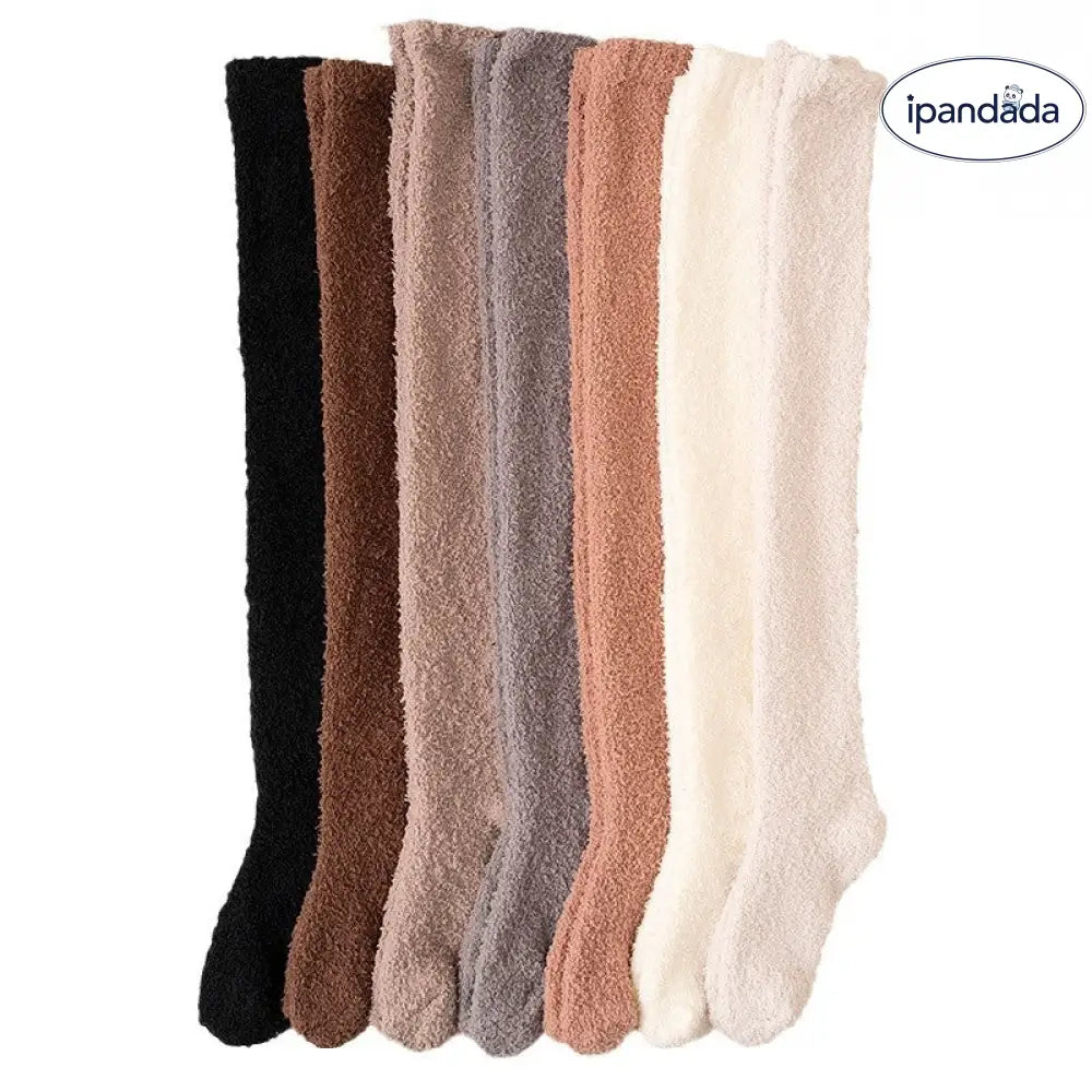 女性用 コーラルフリース ニーハイソックス 加绒加厚 高筒 毛抜けしない 秋冬モデル 保温 美脚効果 長筒ソックス ID3099 インテリア雑貨＞ファッション雑貨