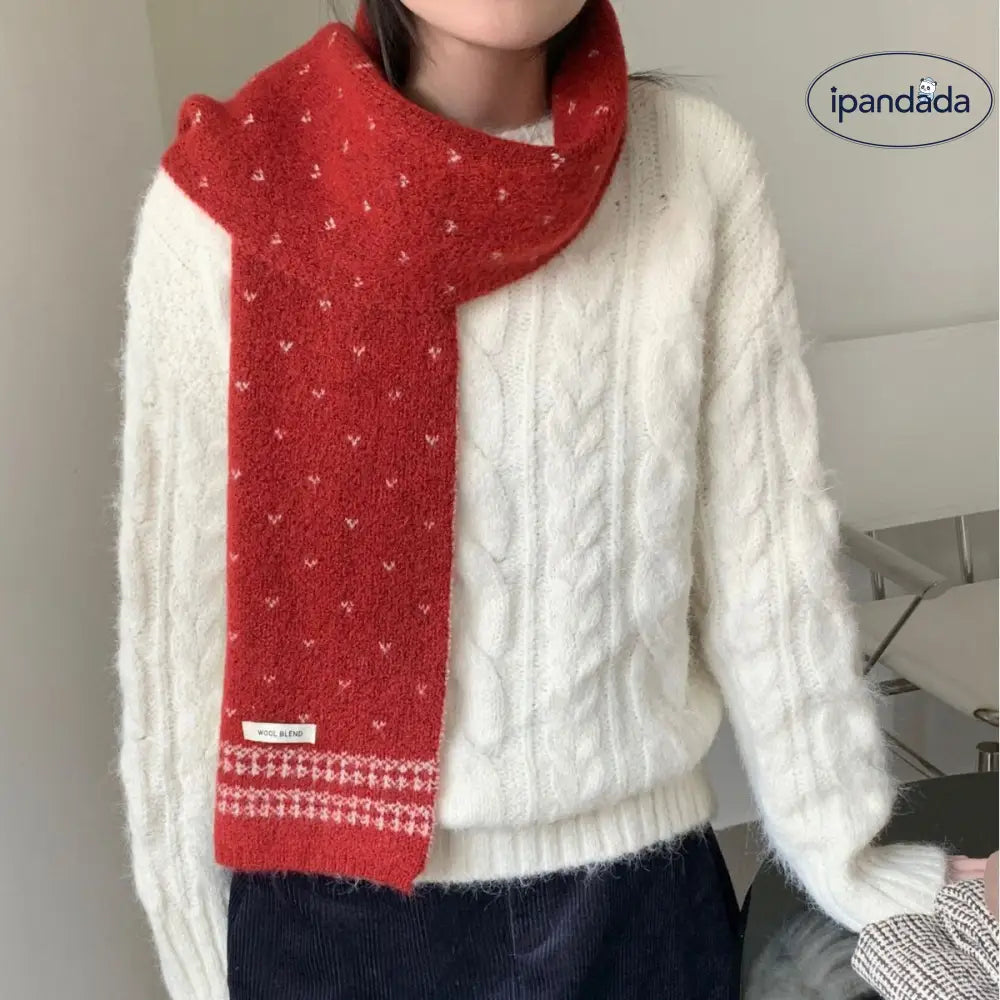 女性用 スカーフ ニット ウール 編み 冬 シーズン ファッション トレンド 保温 ネックウォーマー ID3269