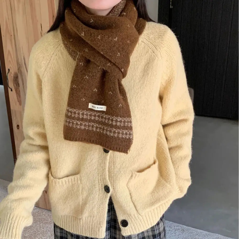 女性用 スカーフ ニット ウール 編み 冬 シーズン ファッション トレンド 保温 ネックウォーマー ID3269