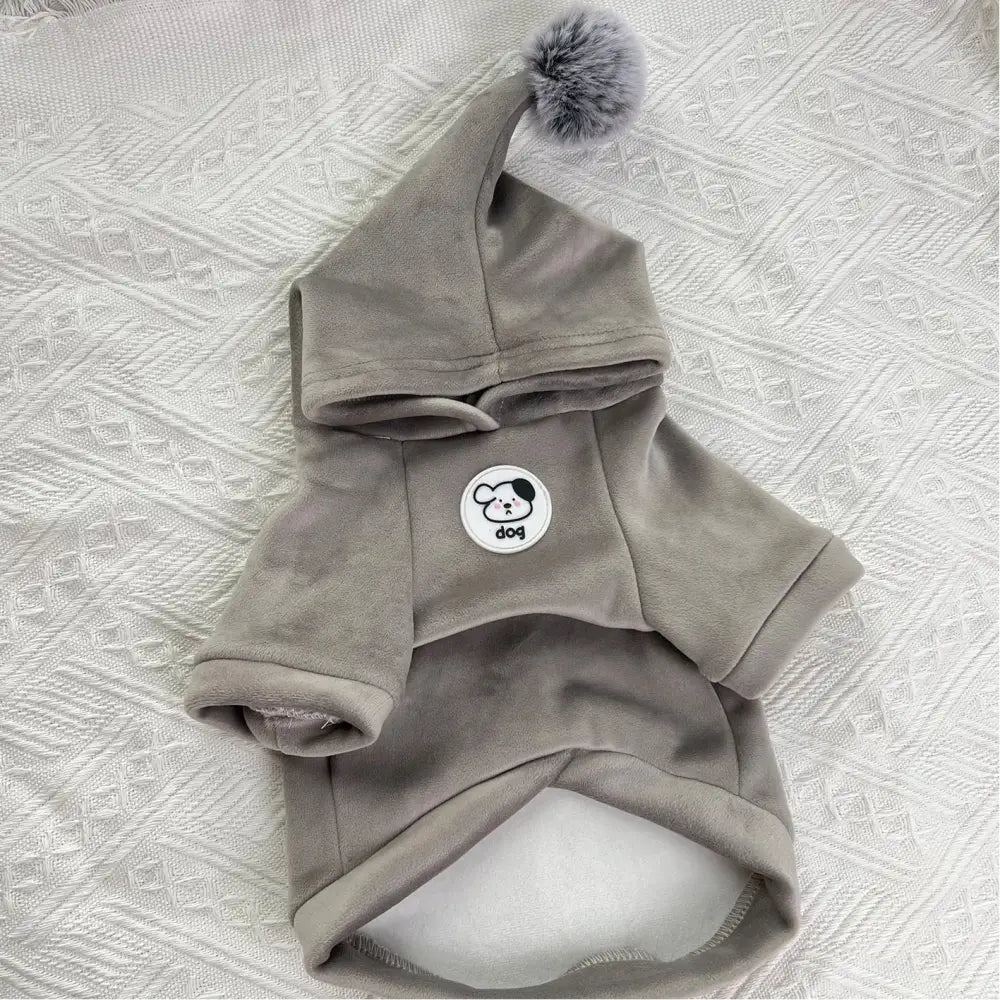 厚手 超柔らか フリース 秋冬用 二足 着用 ペット服 犬服 猫服 小型犬用 中型犬用 大型犬用 ID3853 グレー / XS