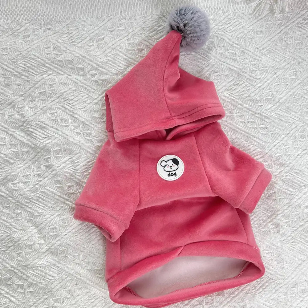 厚手 超柔らか フリース 秋冬用 二足 着用 ペット服 犬服 猫服 小型犬用 中型犬用 大型犬用 ID3853 ピンク / XS