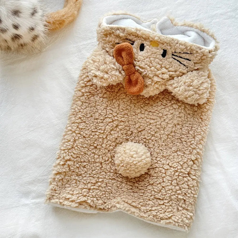 暖かい 犬 服 ペットウェア ペット用 ケープ テディ ポメラニアン ウェスティ 冬用 フリース コート ケープ 猫犬用 秋冬猫服 ID3729 ベージュ / XS ペット用品＞ウェア