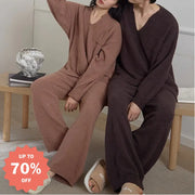 暖かいフリース カップル ハーフフリース 厚手ルーズ 男女兼用 ホームウェアセット 冬 ID2950