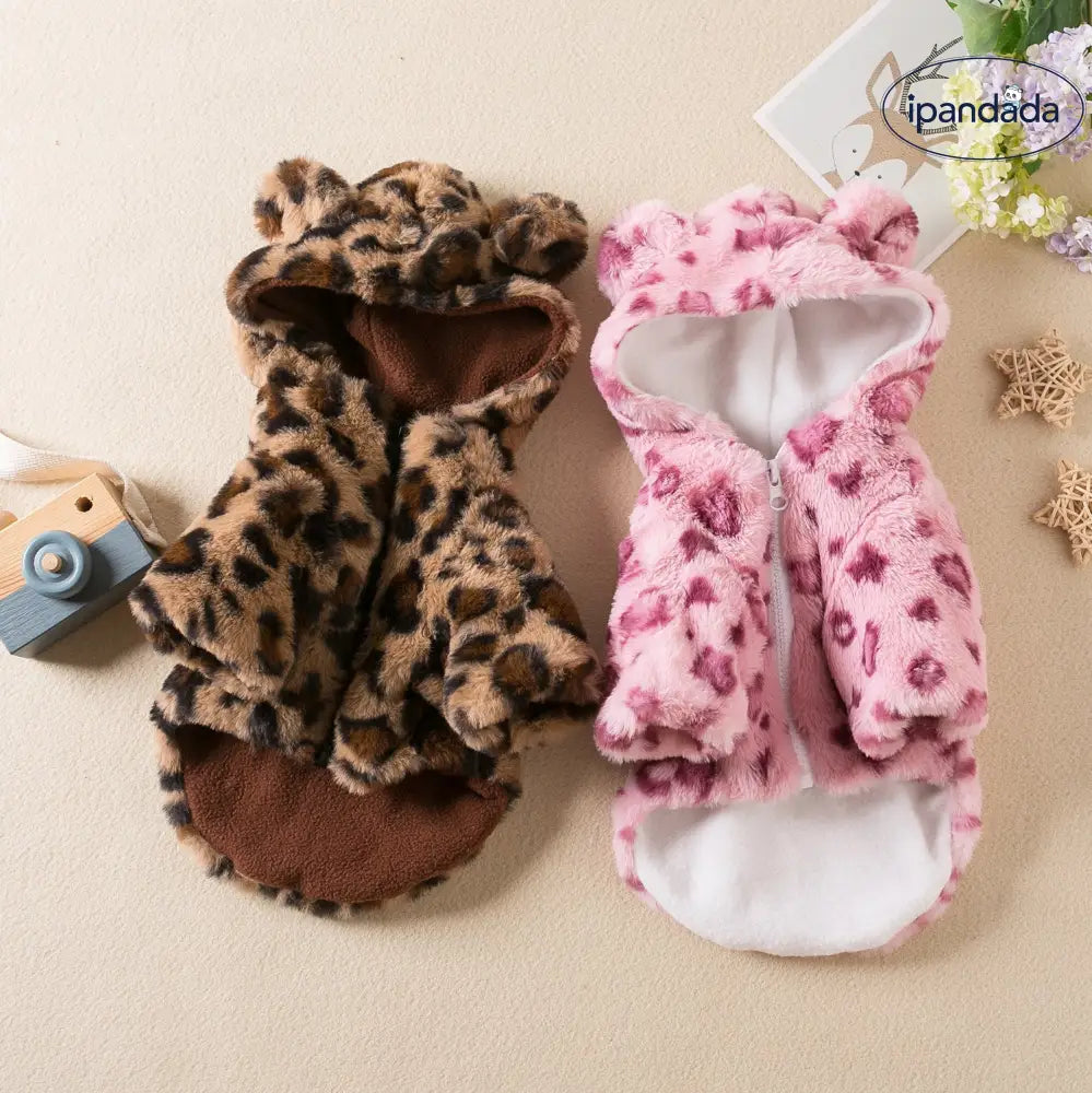 犬用 服 春秋用 ヒョウ柄 ジャケット 厚手 テディ シュナウザー ポメラニアン チワワ ペット用 トレンドウェア ID2303