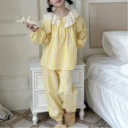 女の子 チェック パジャマ セット 春秋 長袖 長ズボン ルームウェア キッズ かわいい 部屋着 子供 肌着 2点セット ID4029