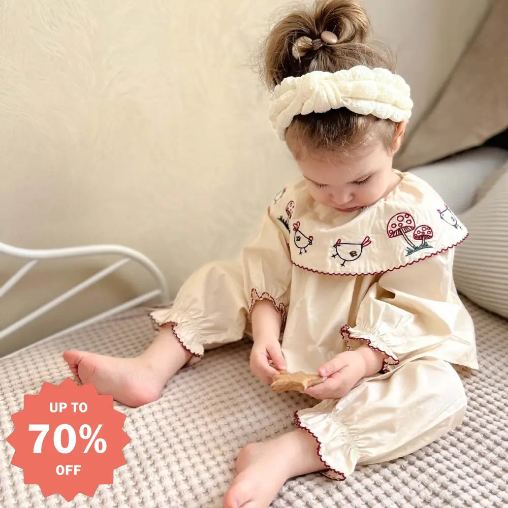 女の子 刺繍 パジャマ セット 秋冬 綿 ベビー ルームウェア 肌着 新生児 インナー かわいい 肌に優しい ID4026