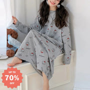 女の子 ハローキティ キャラクター ネグリジェ ロング ホームウェア 春秋 かわいい ゆったり パジャマ ルーズ 韓国風 ワンピース 快適 柔らかい おしゃれ ルームウェア ID4013 グレー / 120cm ベビー＆キッズ