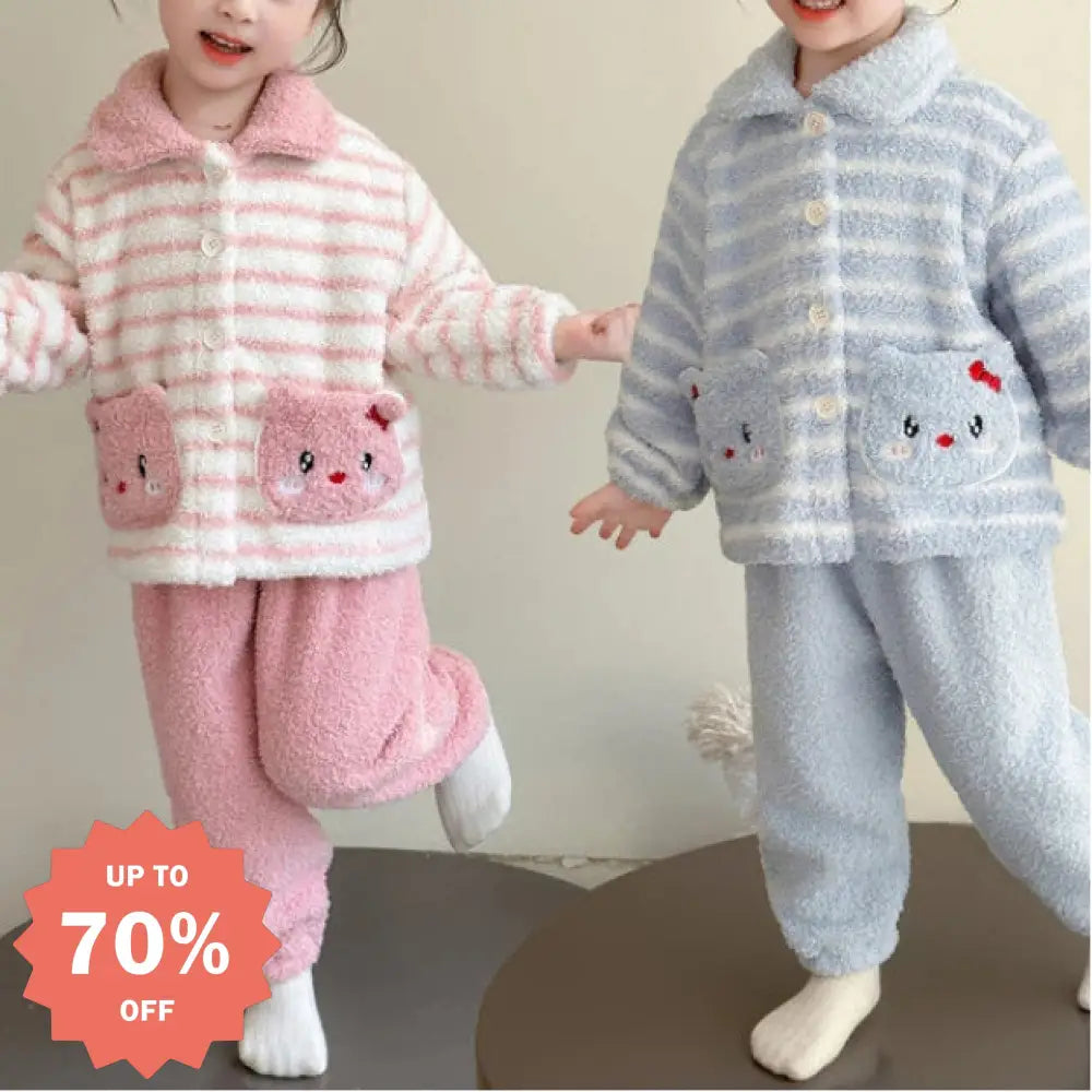 女の子 パジャマ セット 秋冬 フランネル ルームウェア ベビーパジャマ カジュアル 子供用 サンゴフリース 二点セット ID3119